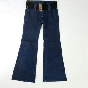THOMAS WYLDE Dark Flare Wide Leg Jeans Belt 28x33